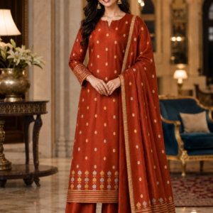 kora silk suit fabrics copper red (2)